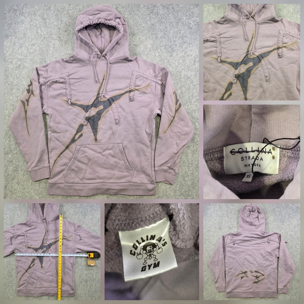 Collina Strada Arc Hoodie‎ Womens XS Star Purple Gym Pullover Zip Pocket Graphic